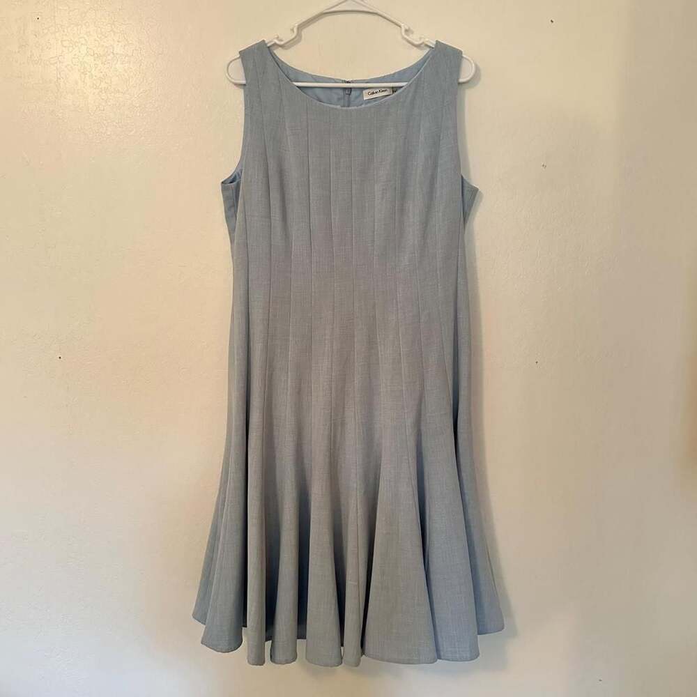 Calvin Klein Light Blue Sleeveless Fit And Flare Midi Dress Size 12